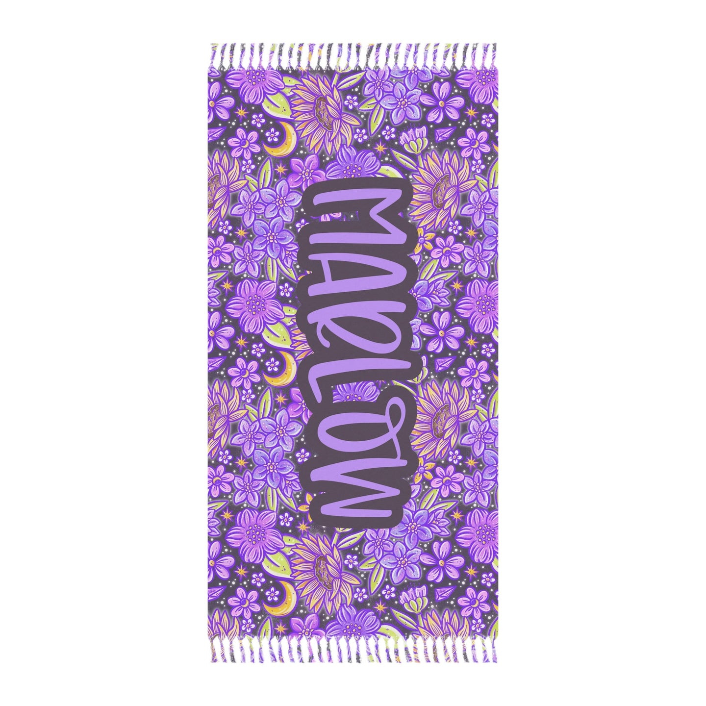 Personalized Purple Floral Beach Towel